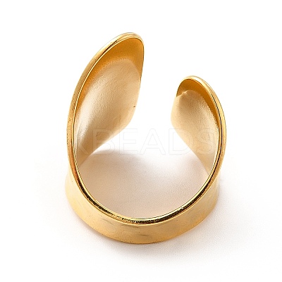 Ion Plating(IP) 304 Stainless Steel Wide Flat Open Cuff Ring for Women X-RJEW-F131-16G-1