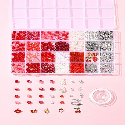 DIY Alloy Enamel & Glass & CCB Plastic Bracelets Jewelry Making Kits DIY-FS0007-51-1