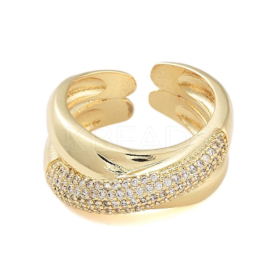 Rack Plating Brass Pave Cubic Zirconia Rings for Women RJEW-B064-09G-1