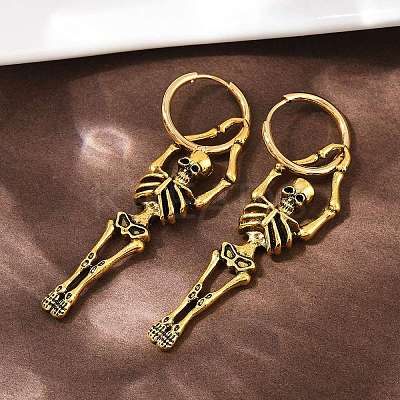 Alloy Skeleton Hoop Earrings LS-EJEW-Z132-01AG-1