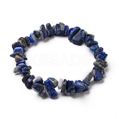 Natural Lapis Lazuli Chip Beads Stretch Bracelets BJEW-JB05765-06-1