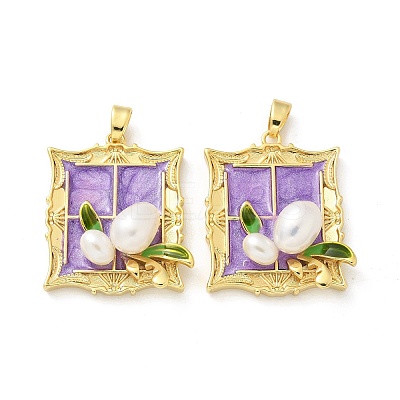 Brass Enamel Pendants KK-Z083-13G-1