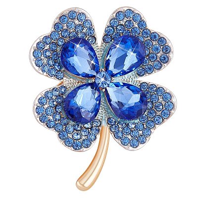 Cubic Zirconia Clover Brooch Pin JBR105B-1