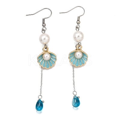 Alloy Shell Shape Dangle Earrings EJEW-TA00655-1