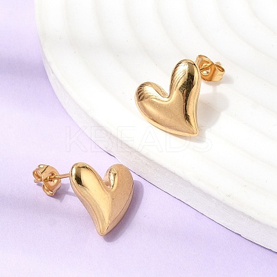 304 Stainless Steel Heart Pendant Necklaces & Bracelets & Stud Earrings Sets SJEW-P008-01G-1