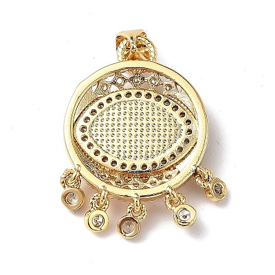 Lampwork Evil Eye Pendants with Colorful Cubic Zirconia ZIRC-L102-14G-04-1