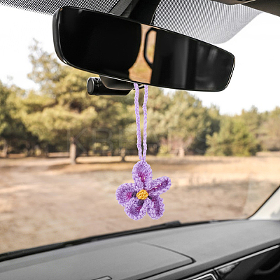 Handmade Polyester Flower Pendant Decorations HJEW-WH20020-011A-1