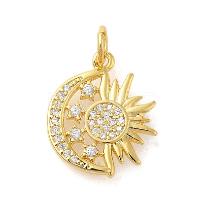 Rack Plating Brass Micro Pave Cubic Zirconia Pendants KK-S396-68G-1