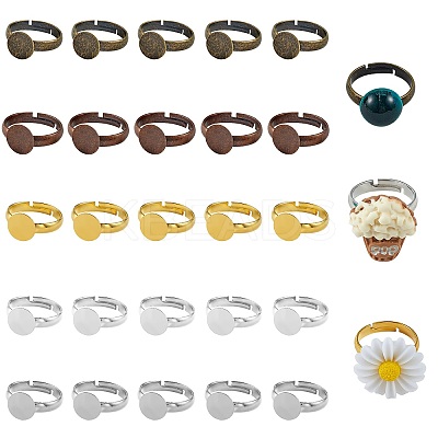 60Pcs 5 Colors Adjustable Brass Ring Components FIND-SZ0002-23-NR-1