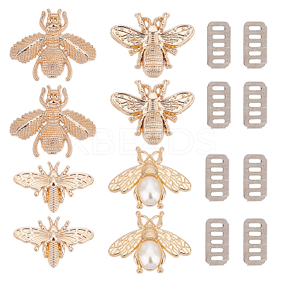 8 Sets 4 Style Bee Theme Zinc Alloy Bag Decorative Clasps PURS-WR0001-20-1