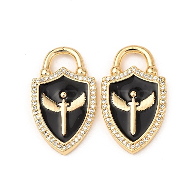 Brass Micro Pave Clear Cubic Zirconia Enamel Pendants KK-G543-11G-01-1