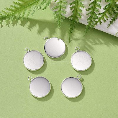 304 Stainless Steel Pendant Cabochon Settings LS-X-STAS-F191-14S-F-1
