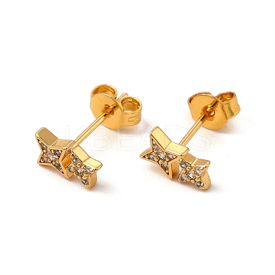 Rack Plating Brass Micro Pave Cubic Zirconia Stud Earrings EJEW-P221-04G-1