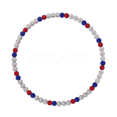 Polymer Clay Rhinestone Round Beaded Necklaces NJEW-SW00049-05-1