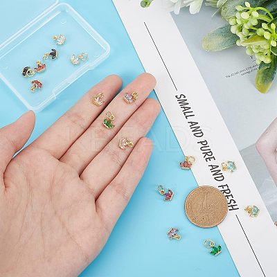 16Pcs 8 Colors Brass Cubic Zirconia Charms FIND-FH0003-78-1