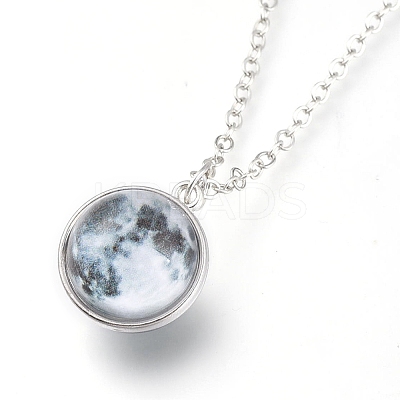 Glass Pendant Necklace NJEW-D281-B-13S-1