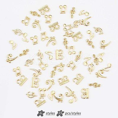 15 Sets 5 Colors Notes Symbol Alloy Cabochons DIY-OC0008-21-1
