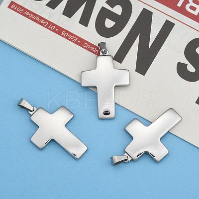 Tarnish Resistant Cross 304 Stainless Steel Surface Pendants STAS-D146-03-1