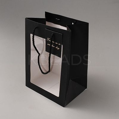 Rectangle Paper Gift Bags with Rope Handles ABAG-WH0035-064B-1