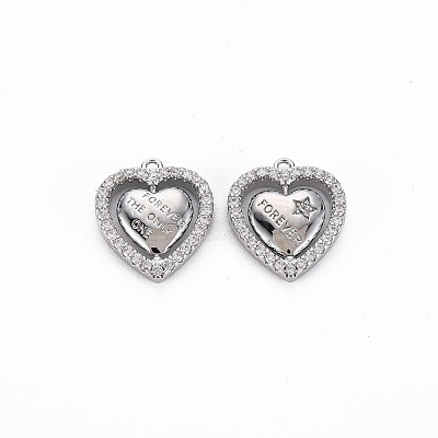Brass Micro Pave Clear Cubic Zirconia Charms KK-S356-737-1