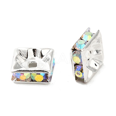 Brass Rhinestone Spacer Beads KK-I362-01B-02S-1