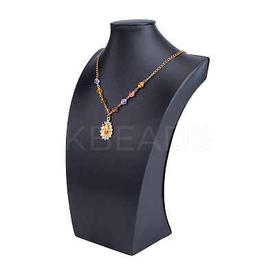 Bust Shaped Wood Covered with PU Leather Necklaces Display Stands ODIS-WH0043-153-1
