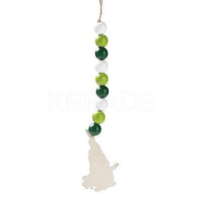 Saint Patrick's Day Wood Gnome Pendant Decoration HJEW-G023-01B-1