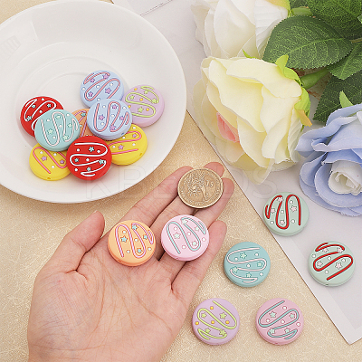 16Pcs 8 Colors Doughnut Food Grade Eco-Friendly Silicone Beads SIL-CA0002-64-1