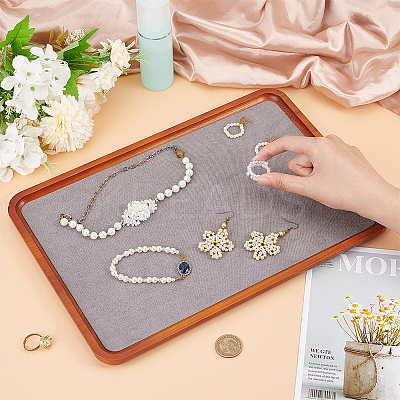 Rectangle Wooden with Velvet Jewelry Trays ODIS-WH0038-29-1