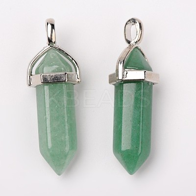 Natural Green Aventurine Double Terminated Pointed Pendants G-F295-04A-1