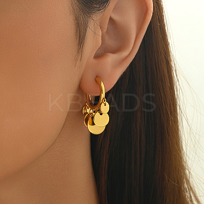 Stainless Steel Flat Round Chandelier Earrings X-JB5555-1