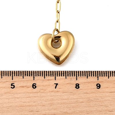 304 Stainless Steel Pave Colorful Cubic Zirconia Heart Pendant Necklaces for Women NJEW-S450-01G-1