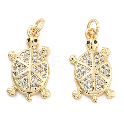 Brass Pave Clear Cubic Zirconia Pendants KK-U009-12B-G-1