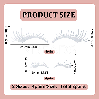 8 Pairs 2 Styles Eyelash Shape Waterproof PVC Picture Stickers DIY-HY0003-05B-1