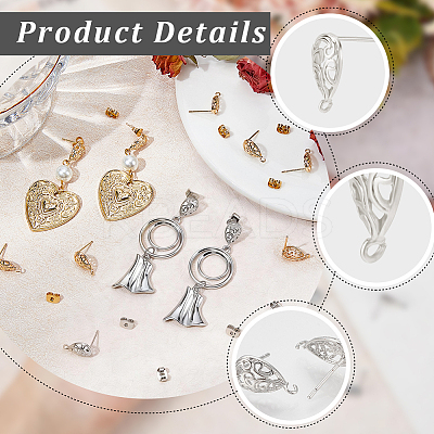 20PCS Brass Stud Earring Findings KK-BBC0027-89B-1