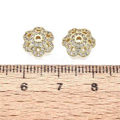 Brass Micro Pave Clear Cubic Zirconia Bead Caps KK-Q071-16G-02-1