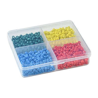 800pcs 4 Colors Baking Paint 15/0 Glass Round Seed Beads SEED-FS0001-21B-1