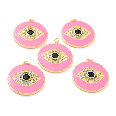 Real 18K Gold Plated Brass Micro Pave Cubic Zirconia Pendants ZIRC-L100-084G-04-1