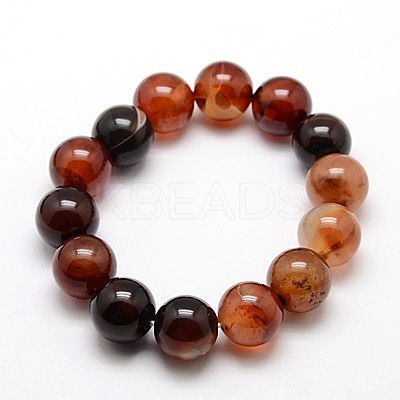 Natural Agate Round Beaded Stretchy Bracelets BJEW-G428-10mm-08-1
