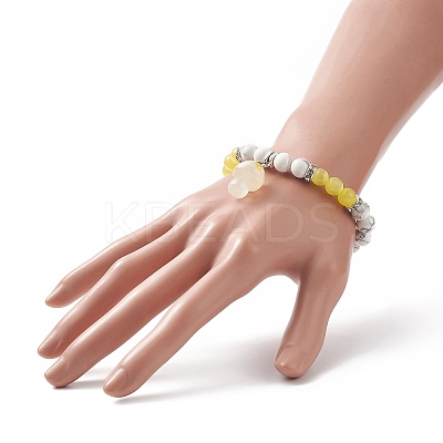 4Pcs 4 Color Natural Howlite Round Beaded Stretch Bracelets Set BJEW-TA00235-1