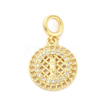 Brass Clear Cubic Zirconia European Dangle Pendants KK-D325-28G-07-1