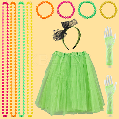 80s Fancy Dress Neon Accessories Tutu Party Costume Sets DIY-WH20062-11C-1