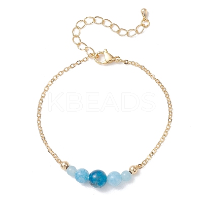 Natural Apatite Round Beads link Bracelets BJEW-JB13172-02-1