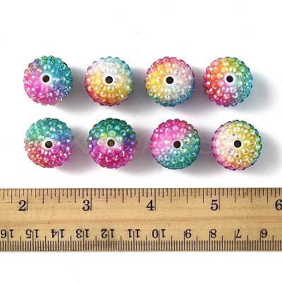 20Pcs Rainbow AB Resin Rhinestone Beads OACR-FS0002-33-1