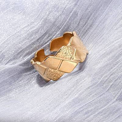304 Stainless Steel Open Cuff Rings for Women RJEW-K309-27G-1