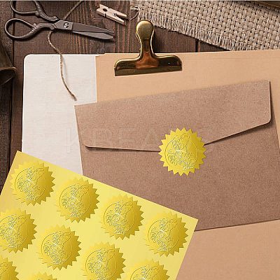 12 Sheets Self Adhesive Gold Foil Embossed Stickers DIY-WH0451-048-1