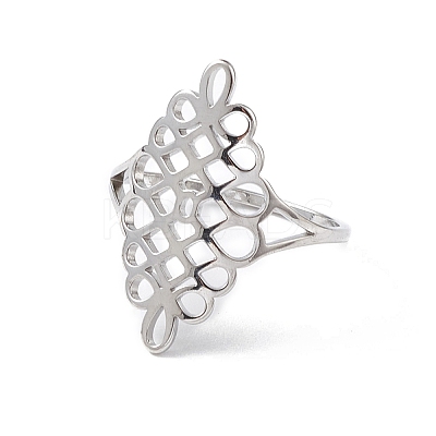 Non-Tarnish Hollow Out Chinese Knot 304 Stainless Steel Finger Ring for Women LS-RJEW-E073-09P-1