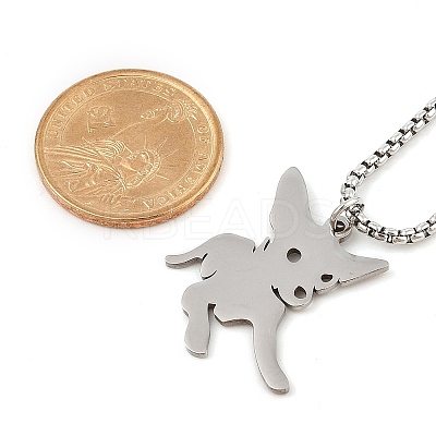 201 Stainless Steel Laser Cut Puppy Dog Pendant Box Chain Necklaces for Women Men LS-NJEW-Q004-01P-1