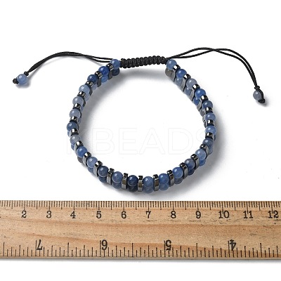 Natural & Synthetic Gemstone and Synthetic Hematite Adjustable Braided Bead Bracelets BJEW-H626-01-1