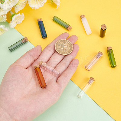 10Pcs 10 Colors Tube Glass Cork Bottles Ornament DJEW-PH0001-13-1